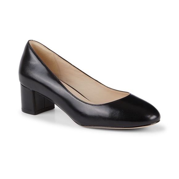 Cole Haan Lesli Black Leather Pump Block Heel Shoe - Picture 5 of 8